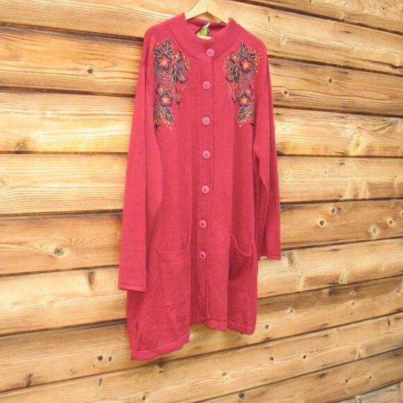 NWT Bob Mackie Embroidered Plus Size Long Cardigan Sweater - Picture 4 of 11